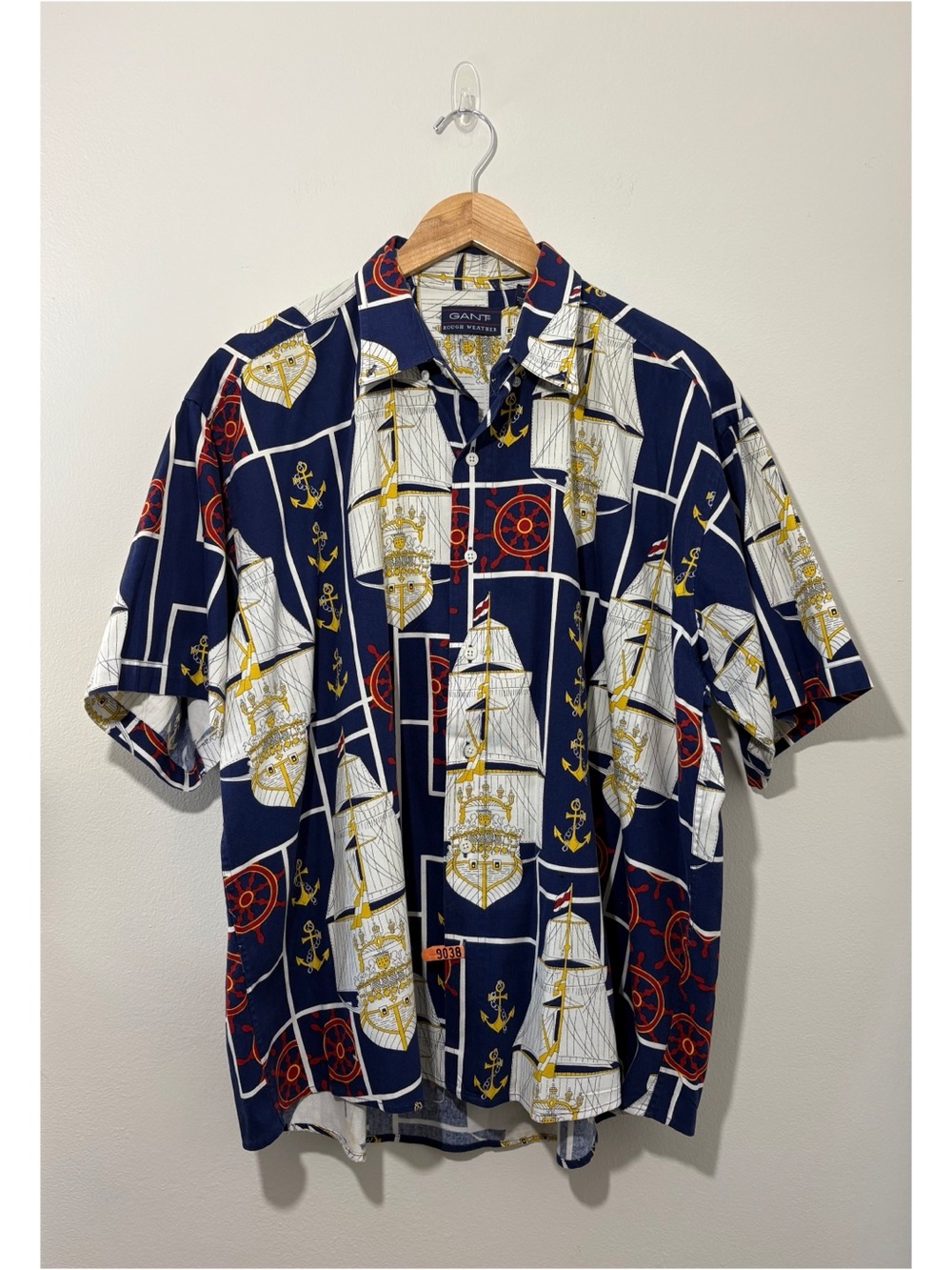 Vintage Gant Rough Weather nautical novelty print button-up shirt (XL)